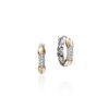 John Hardy Essential Earring – Hoop in Silver and 14k Gold 14.5MM with White Diamonds Pave - Small