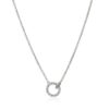 John Hardy Essential Necklace – Mini Rolo Interlink in Silver 2MM with White Diamonds Pavé  - 16" to 18"