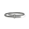 John Hardy Spear Flex Cuff - Dark Silver 4MM with White Diamonds Pave - Medium