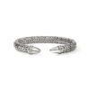 John Hardy Spear 50 Flex Cuff - Silver 8.9MM with White Diamonds Pave - Medium