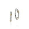John Hardy Essential Earring - Hoop in Silver and 14k Gold 23MM with White Diamonds Pave - Medium