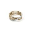 John Hardy Essential Ring – Crossover in 14K Gold 7MM with White Diamonds Pavé - Size 7