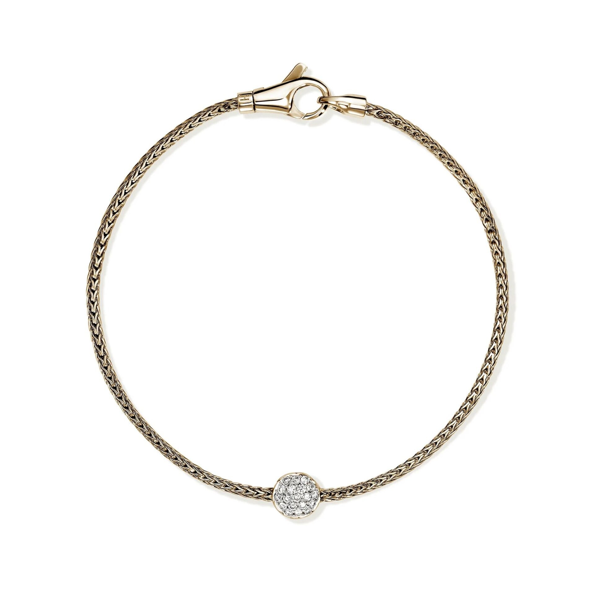 John Hardy Essential Bracelet – 14K Gold 1.8MM with White Diamonds – Medium 4 John Hardy Essential Bracelet – 14K Gold 1.8MM with White Diamonds – Medium - Image 4