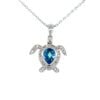 Glow Pendant - Sea Turtle in Silver with 2.10 Cwt. Blue Topaz