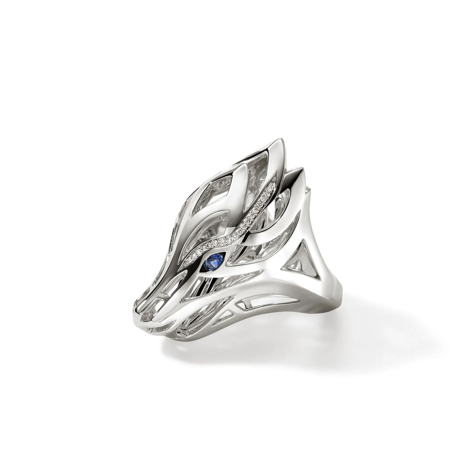 John Hardy Naga Ring - Silver 4.3MM x 36MM with White Diamond and Blue Sapphire - Size 7 1 John Hardy RBP6034112BSPDI