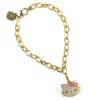 Bracelet - Hello Kitty in 18K Yellow Gold with 0.43 ctw of Diamonds and Pink Sapphire