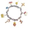 Bracelet - Hello Kitty in 18K White, Yellow Gold and Silver with Diamonds and Pink Sapphire