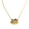 Necklace - Hello Kitty in 18K Yellow Gold with 0.50 ctw of Diamonds and Pink Sapphire