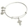 Alex and Ani Floral Cross Charm Bangle