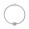 John Hardy Essential Bracelet - Heart in Silver 1.8MM with White Diamonds - Medium