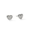 John Hardy Essential Earrings - Heart Studs in Silver with White Diamonds