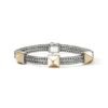 John Hardy Icon Stud Bracelet - 3 Station in Silver and 14K Gold 6MM Flat Chain - Medium