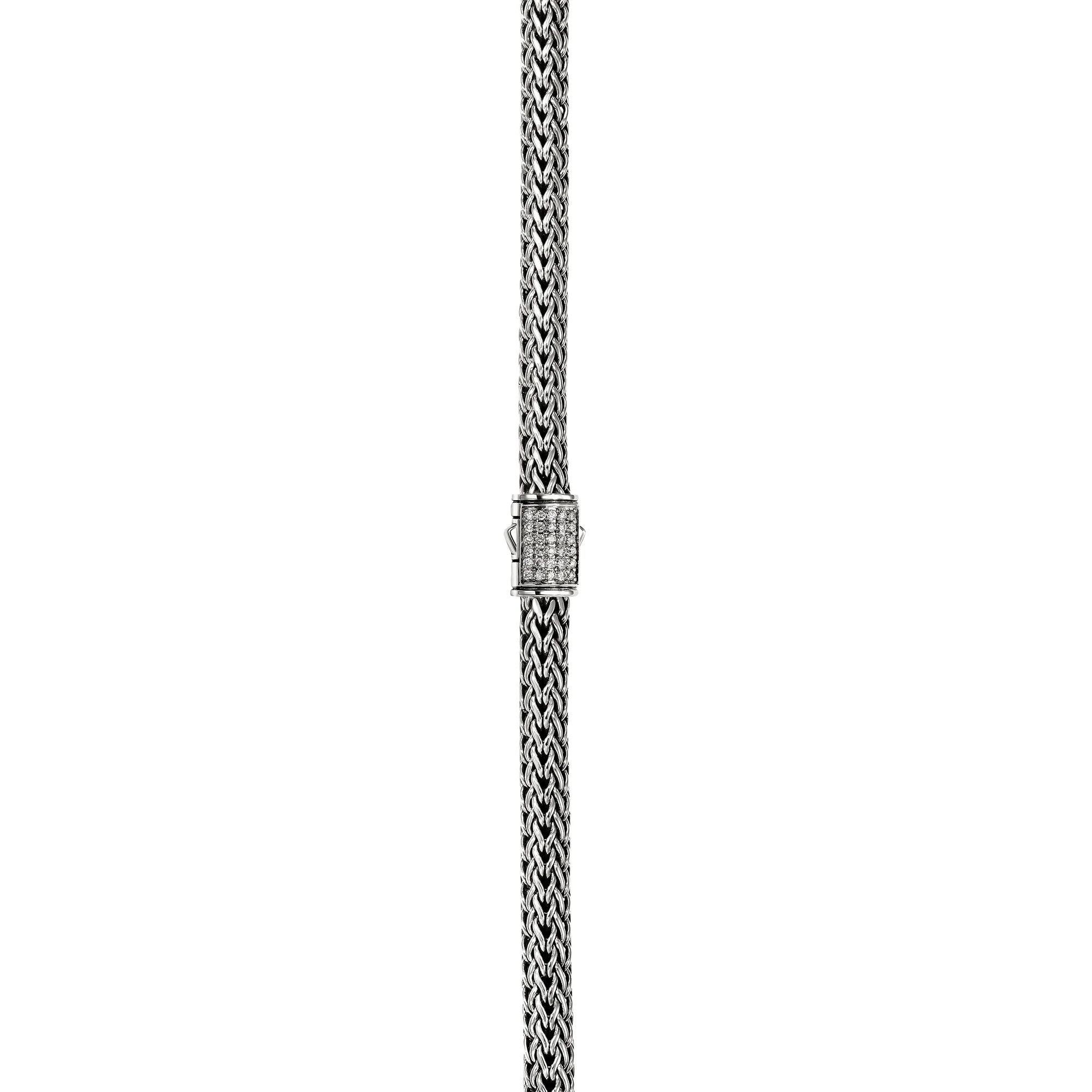 John Hardy Icon Necklace - Silver 5MM with White Diamonds - 18" 4 John Hardy Icon Necklace - Silver 5MM with White Diamonds - 18" - Image 4