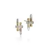 John Hardy Spear Earring - Stud in Silver and 14K Gold 16.9MM x 7.85MM with White Diamonds - Small