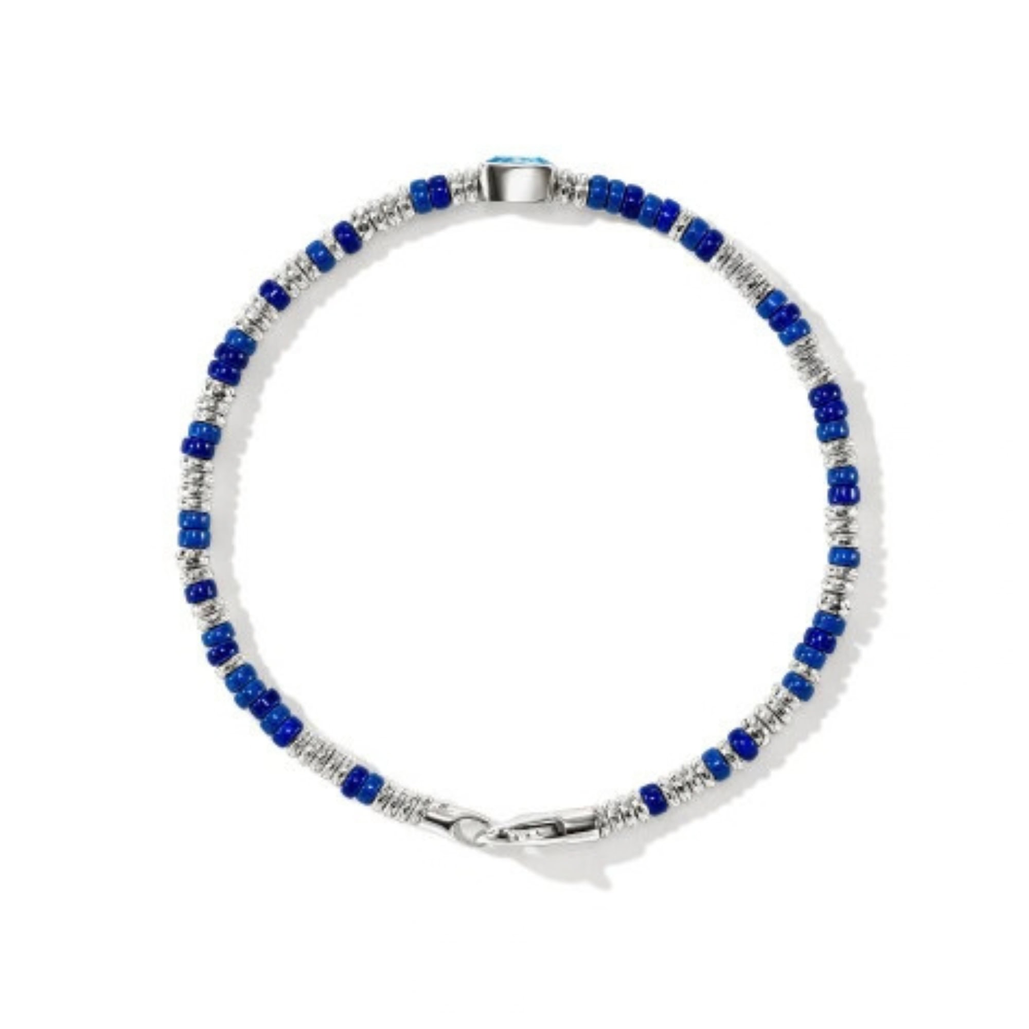 John Hardy Heishi Gem Bracelet - Silver 2.5MM with Swiss Blue Topaz and Blue Enamel Beads - Medium 5 John Hardy Heishi Gem Bracelet - Silver 2.5MM with Swiss Blue Topaz and Blue Enamel Beads - Medium - Image 5