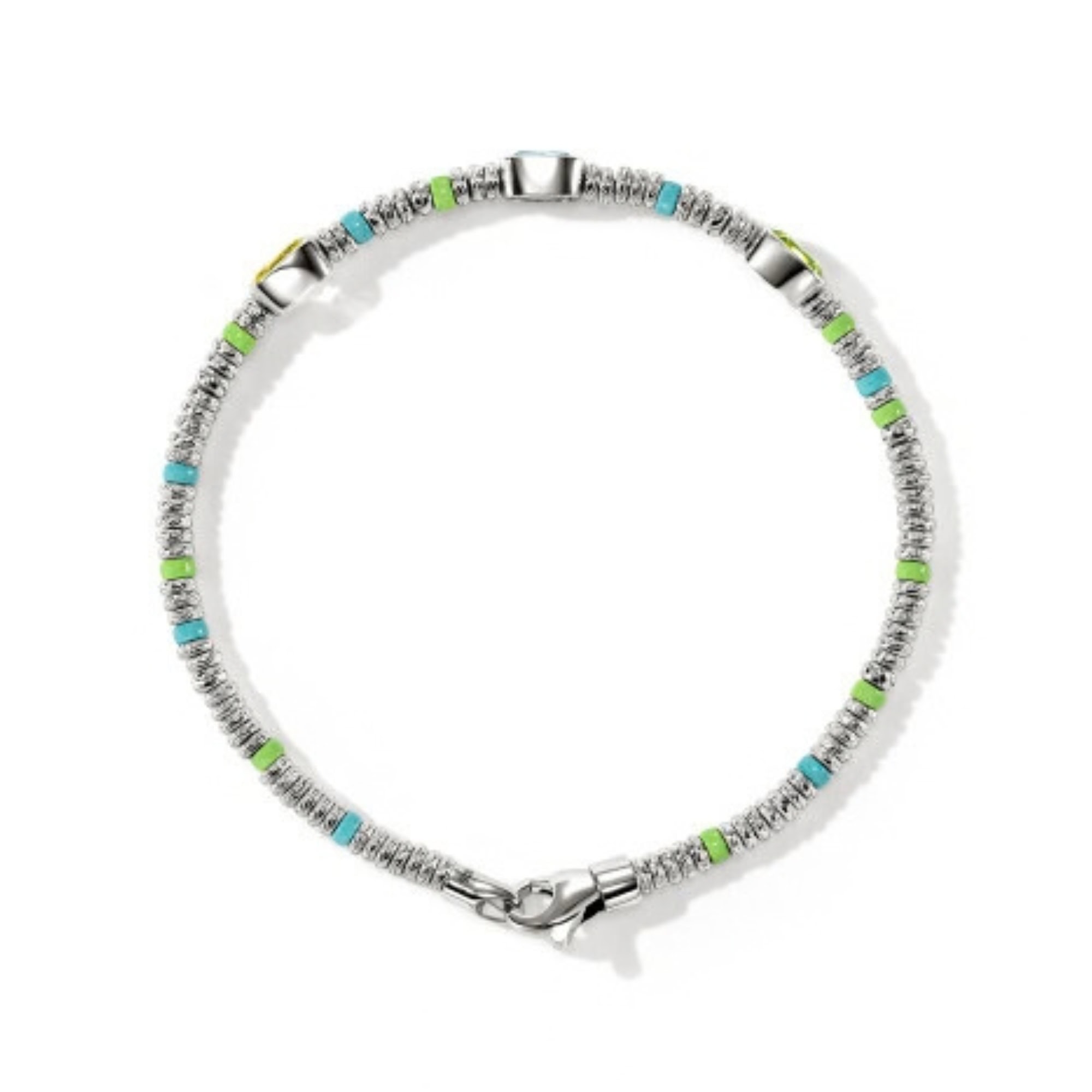 John Hardy Heishi Gem Bracelet - Silver 2.5MM with Sky Blue Topaz, Peridot, Lemon Quartz and Green and Blue Enamel Beads - Medium 5 John Hardy Heishi Gem Bracelet - Silver 2.5MM with Sky Blue Topaz, Peridot, Lemon Quartz and Green and Blue Enamel Beads - Medium - Image 5