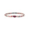 John Hardy Heishi Gem Bracelet - Silver 4MM with Rhodolite and Red Quartz, Pink Opal, Rhodochrosite Beads - Medium