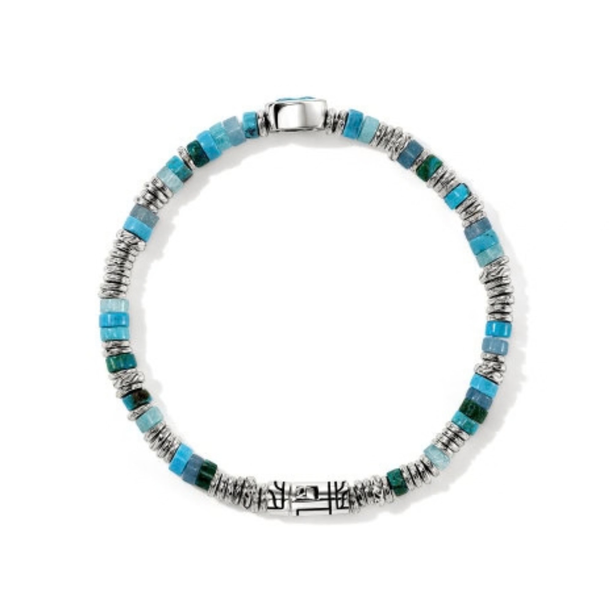 John Hardy Heishi Gem Bracelet - Silver 4MM with Swiss Blue Topaz and Turquoise, Amazonite, Blue Magnesite, Blue Quartz, Green Chrysocolla Beads - Medium 4 John Hardy Heishi Gem Bracelet - Silver 4MM with Swiss Blue Topaz and Turquoise, Amazonite, Blue Magnesite, Blue Quartz, Green Chrysocolla Beads - Medium - Image 4