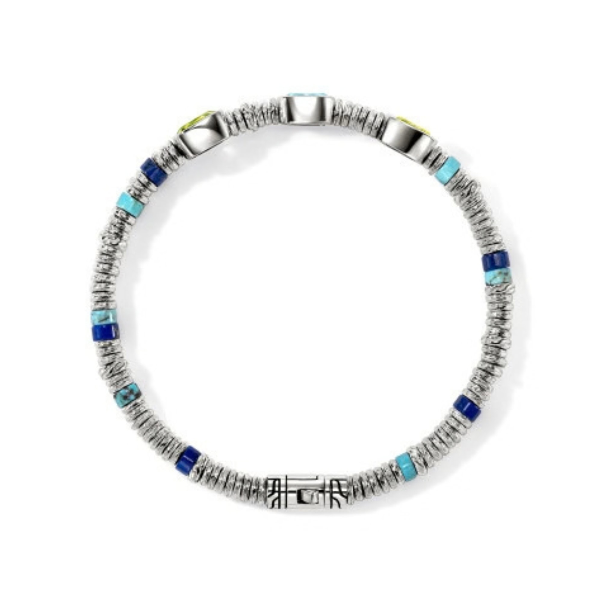 John Hardy Heishi Gem Bracelet - Silver 4MM with Peridot, Sky Blue Topaz, Quartz and Lapis Lazuli, Turquoise - Medium 5 John Hardy Heishi Gem Bracelet - Silver 4MM with Peridot, Sky Blue Topaz, Quartz and Lapis Lazuli, Turquoise - Medium - Image 5