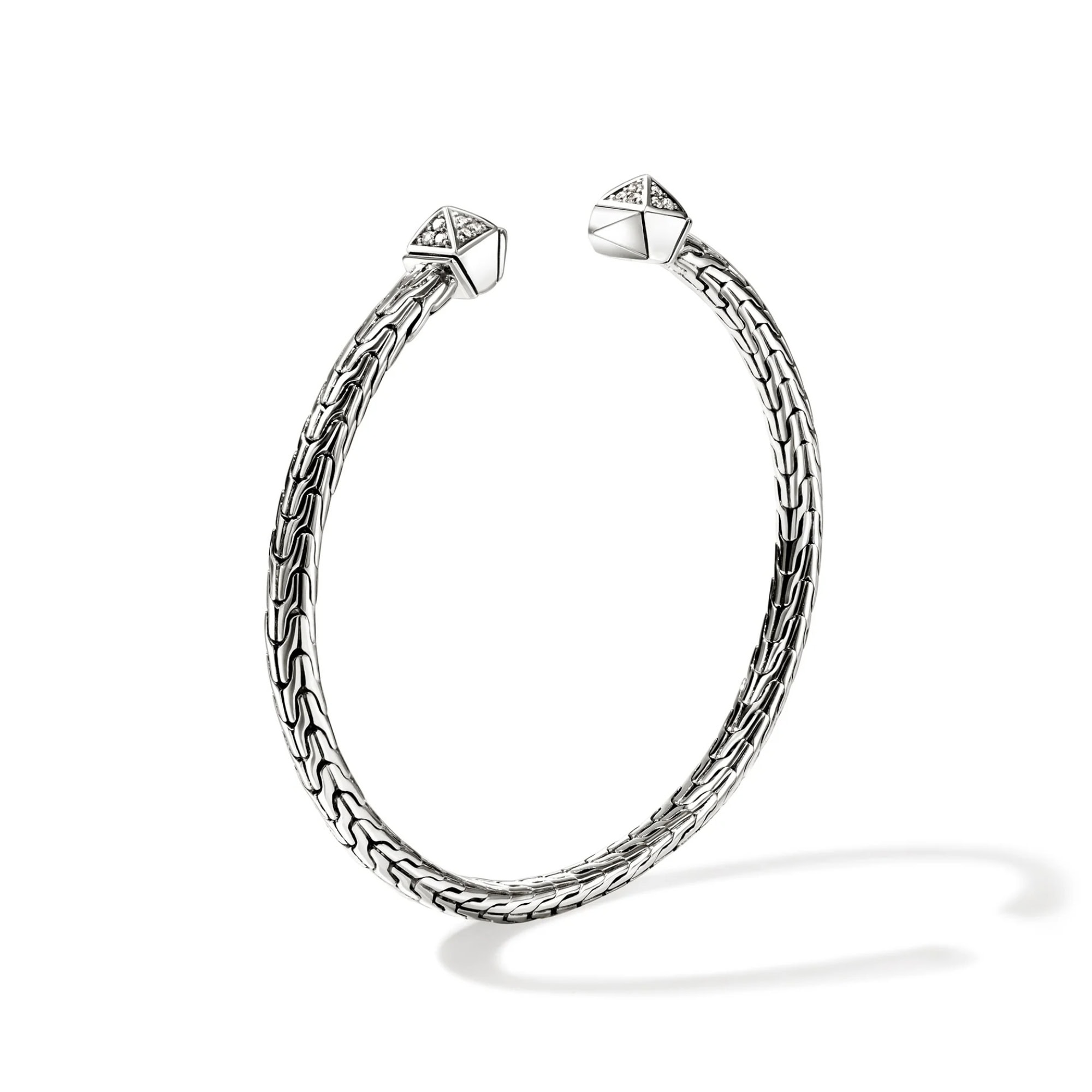 John Hardy Icon Stud Flex Cuff - Silver 4MM with Diamonds - Medium 5 John Hardy Icon Stud Flex Cuff - Silver 4MM with Diamonds - Medium - Image 5