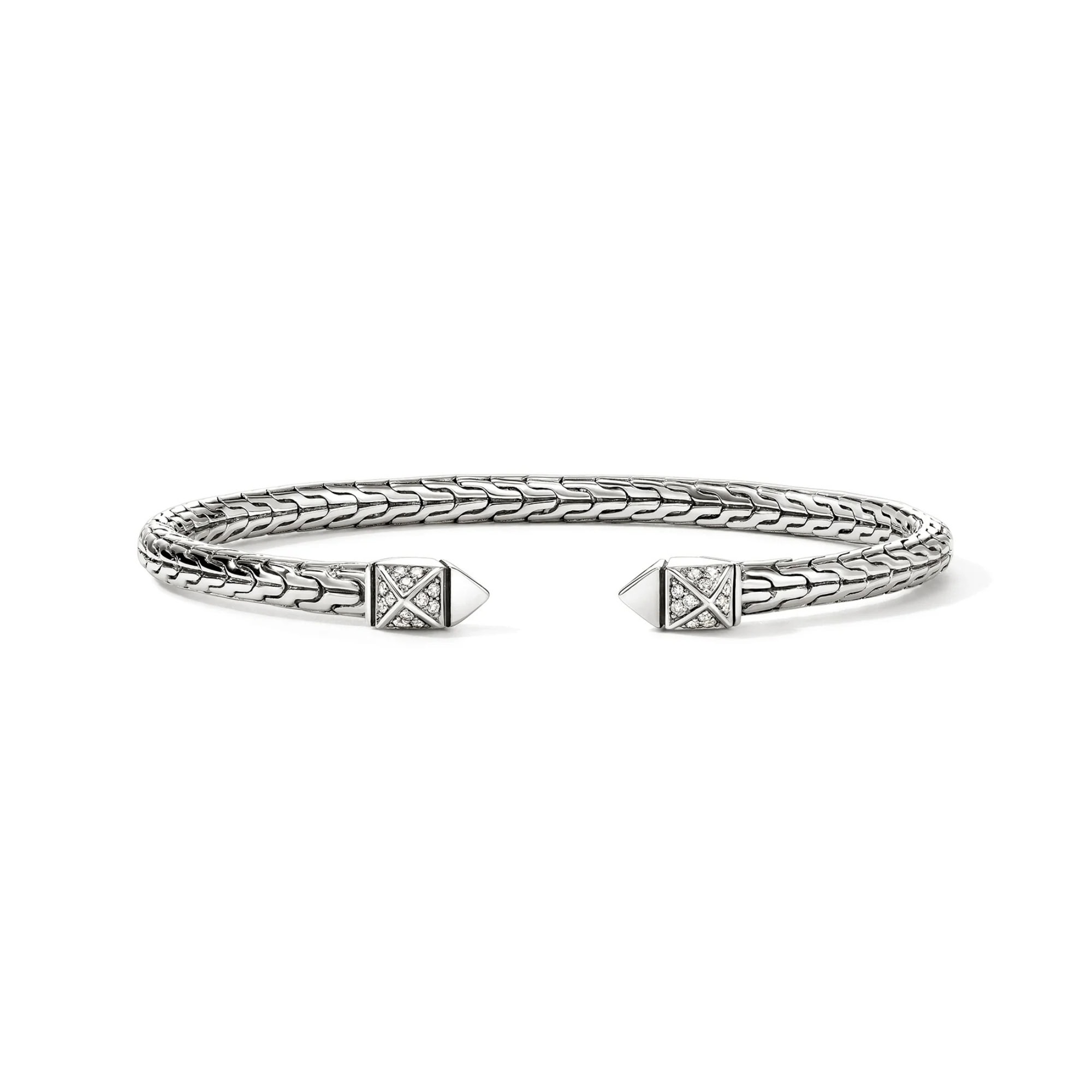 John Hardy Icon Stud Flex Cuff - Silver 4MM with Diamonds - Medium 1 John Hardy CBP989982DI