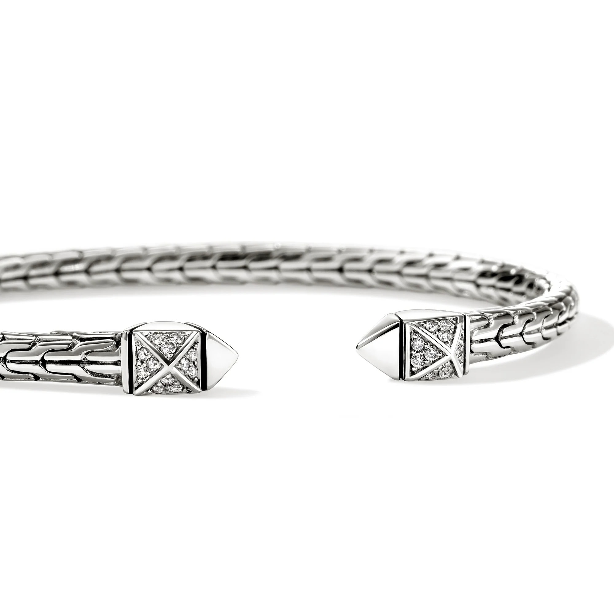 John Hardy Icon Stud Flex Cuff - Silver 4MM with Diamonds - Medium 2 John Hardy Icon Stud Flex Cuff - Silver 4MM with Diamonds - Medium - Image 2