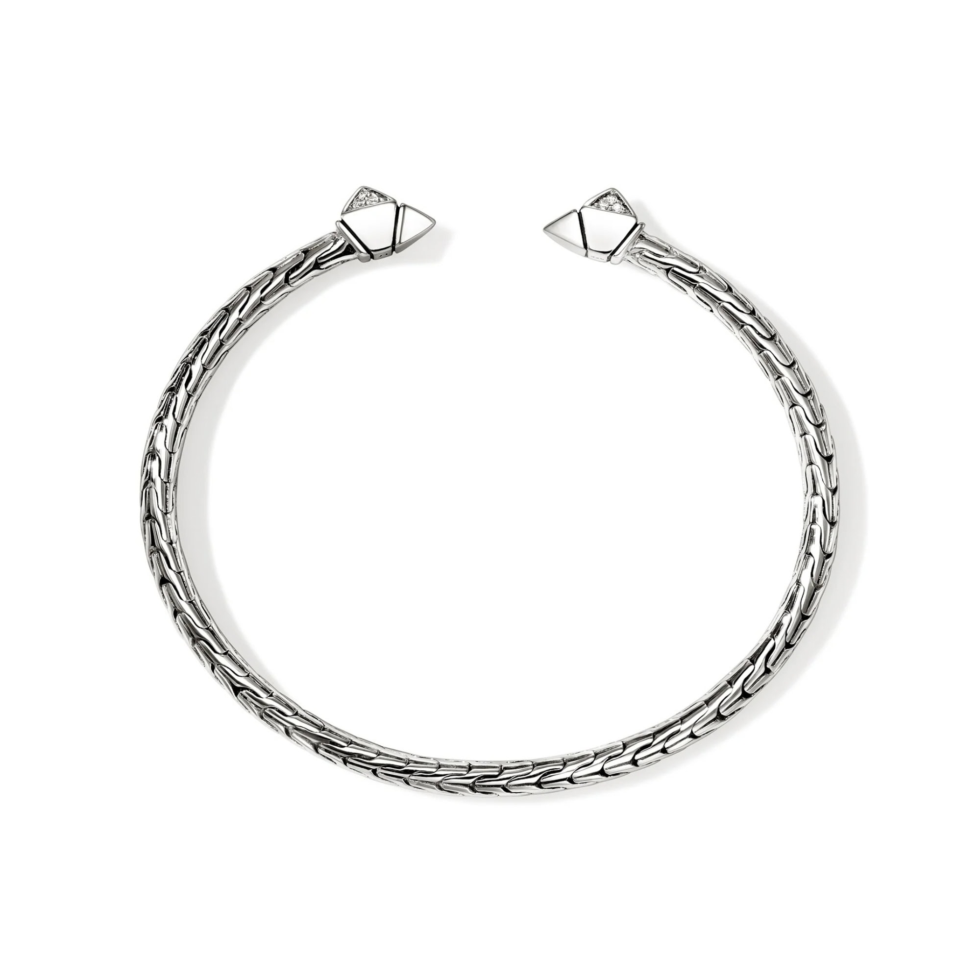 John Hardy Icon Stud Flex Cuff - Silver 4MM with Diamonds - Medium 4 John Hardy Icon Stud Flex Cuff - Silver 4MM with Diamonds - Medium - Image 4