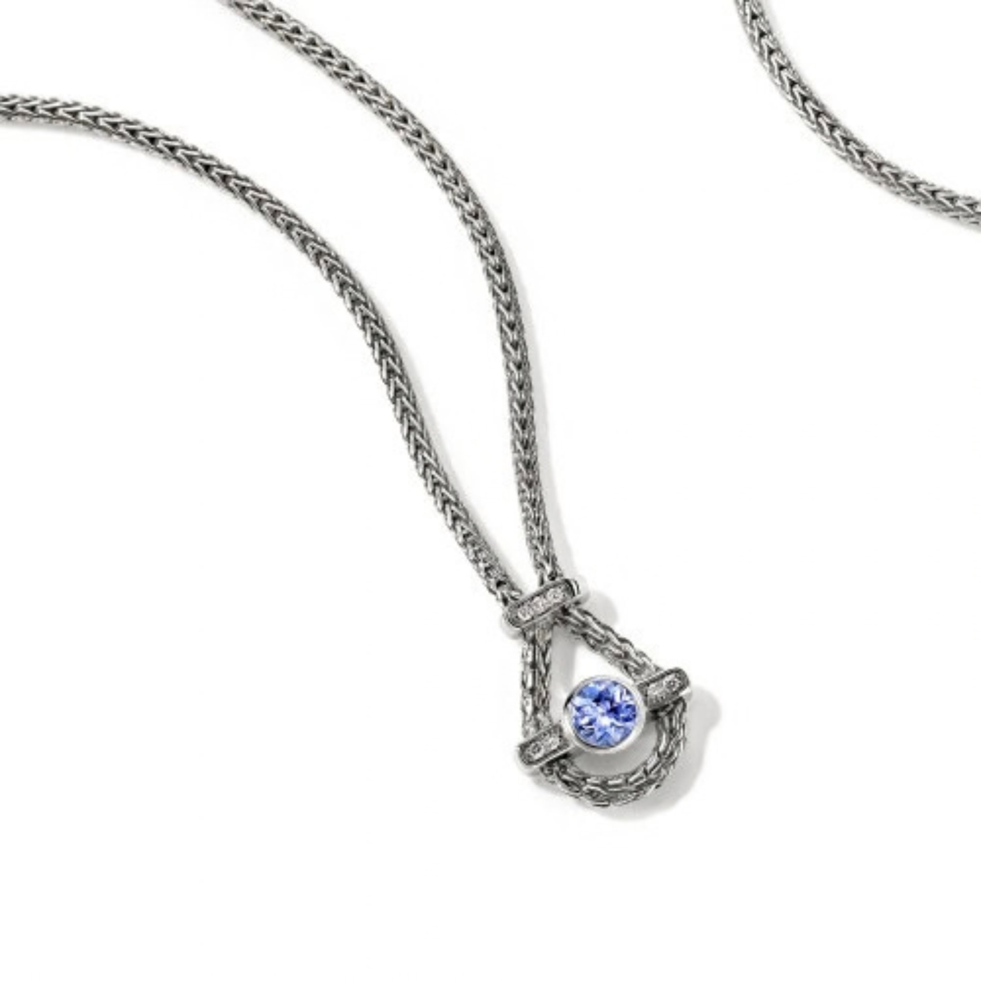 John Hardy Icon Gem Necklace - Silver 1.8MM With White Diamonds and Tanzanite 3 John Hardy Icon Gem Necklace - Silver 1.8MM With White Diamonds and Tanzanite - Image 3
