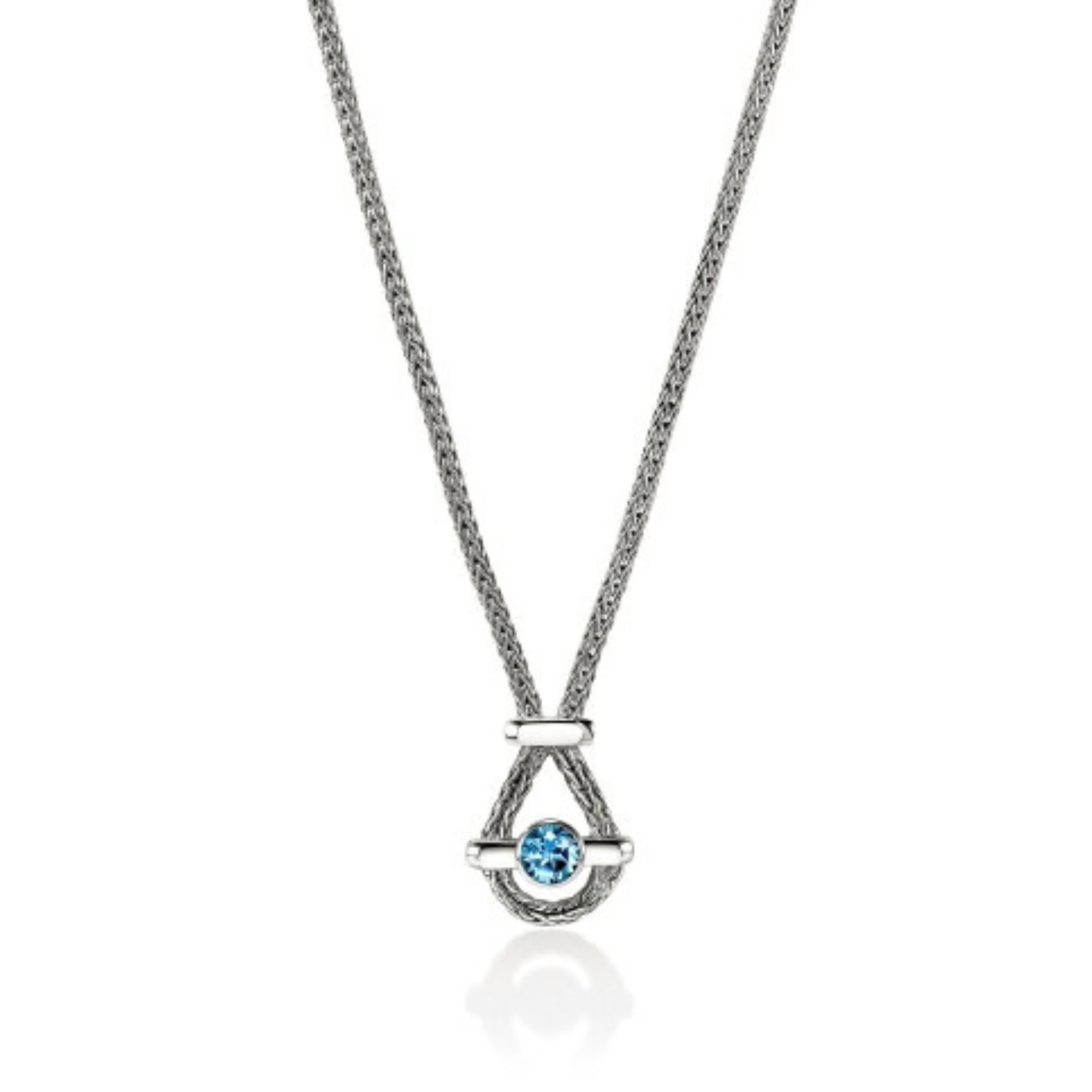 John Hardy Icon Gem Necklace - Silver 1.8MM With Swiss Blue Topaz 1 John Hardy NBS973171SBT