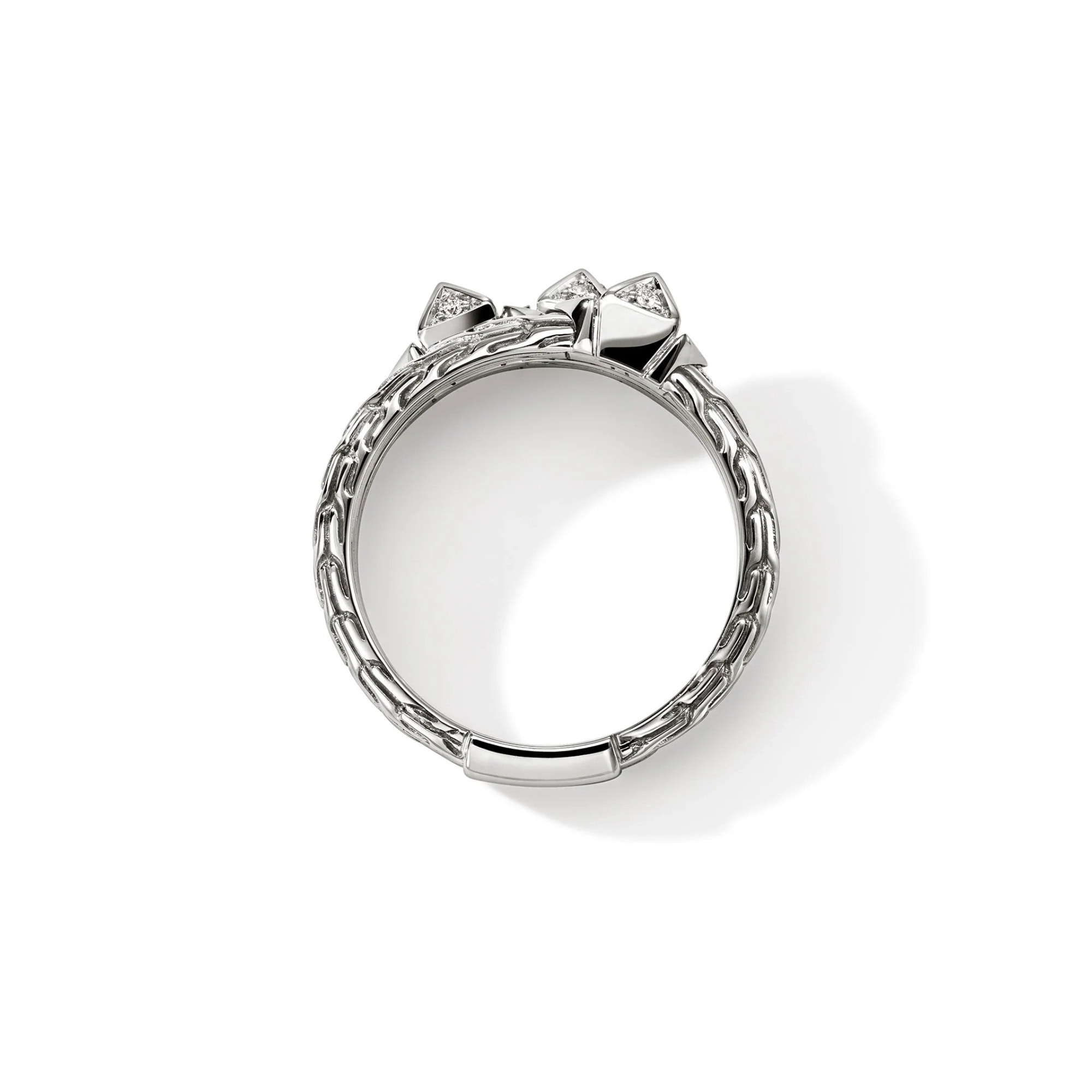 John Hardy Icon Stud Ring - Silver 6.1MM x 11MM with Diamonds - Medium 4 John Hardy Icon Stud Ring - Silver 6.1MM x 11MM with Diamonds - Medium - Image 4